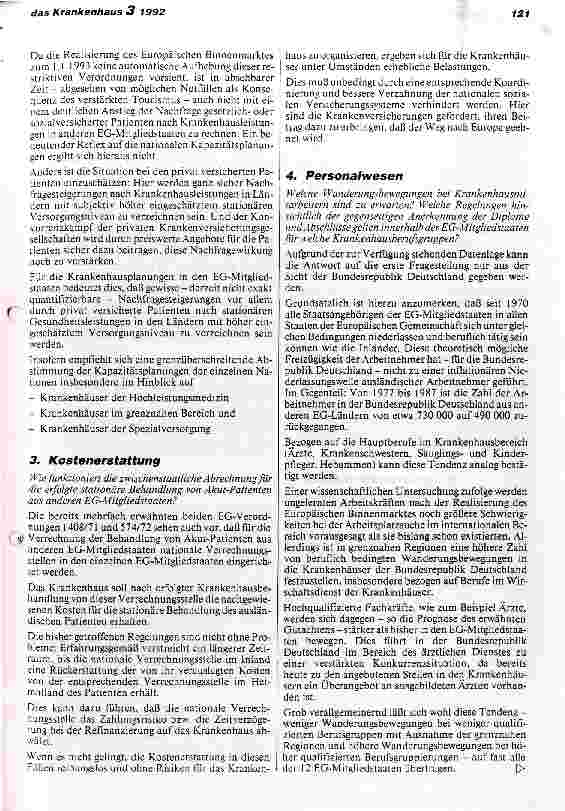 Vorschauseite 2: Auswirkungen der EG 93 auf die Krankenhäuser