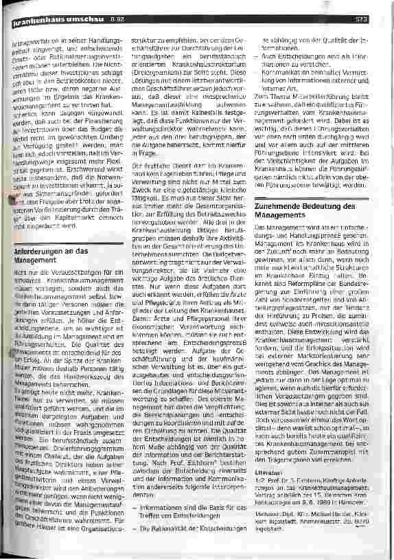 Vorschauseite 5: Gibt es ein optimales Krankenhausmanagement?