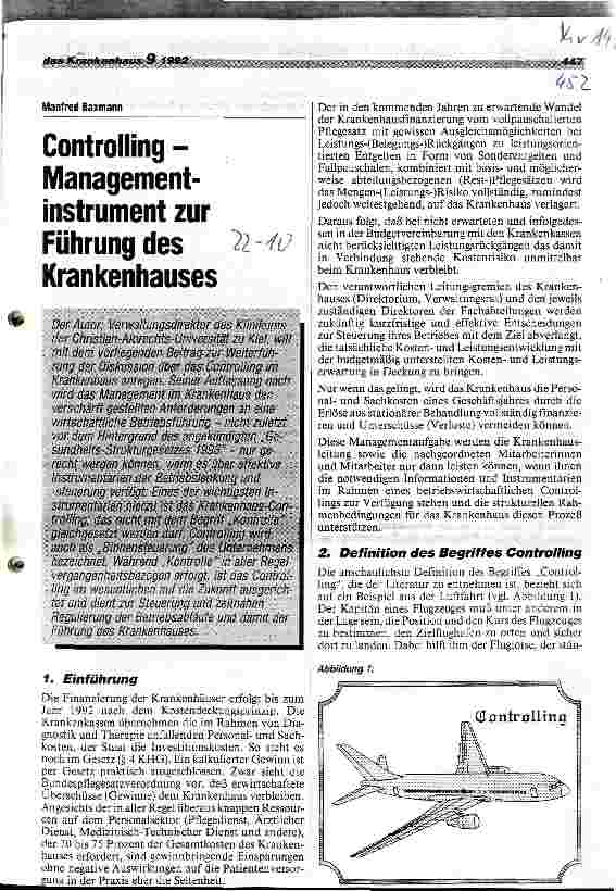 Vorschauseite 1: Controlling-Managementinstrument zur Führung des Krankenhauses