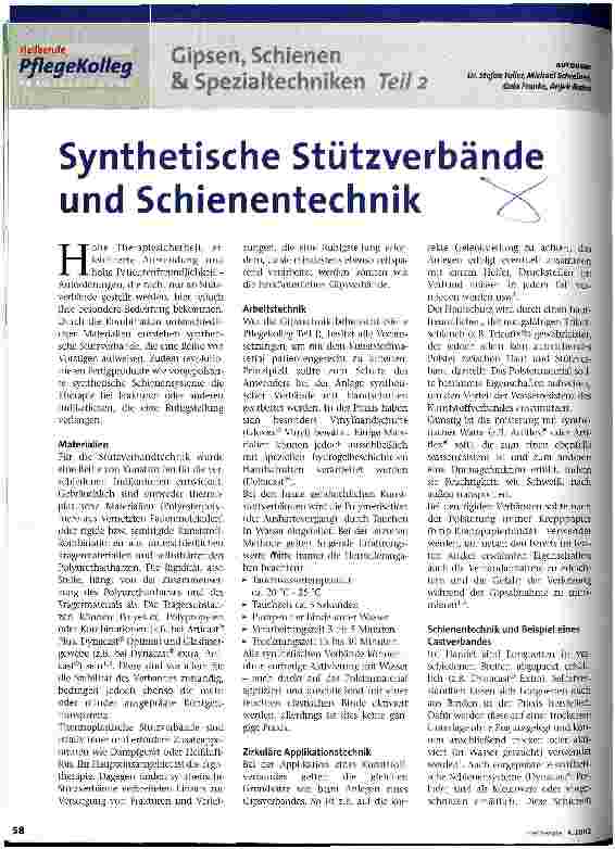 Vorschauseite 1: Synthetische Stützverbände und Schienentechnik Teil 2