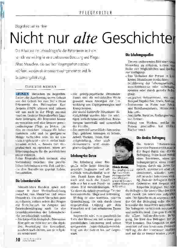 Vorschauseite 1: Nicht nur alte Geschichten Biografiearbeit im Heim