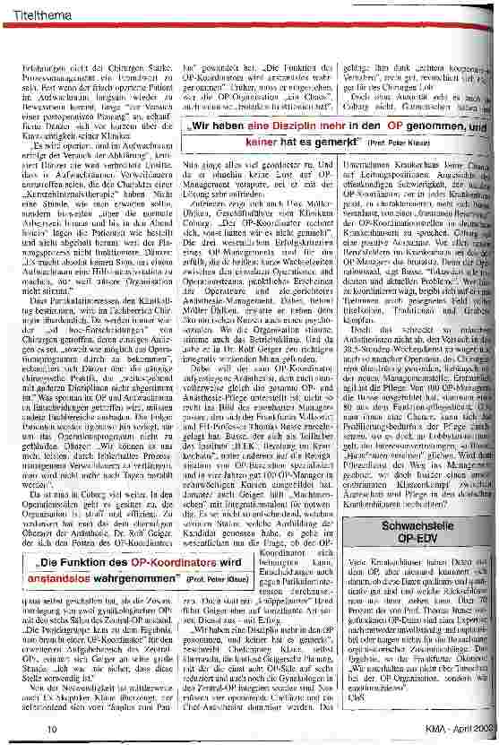 Vorschauseite 2: Der Operationssaal fokussiert alle Probleme