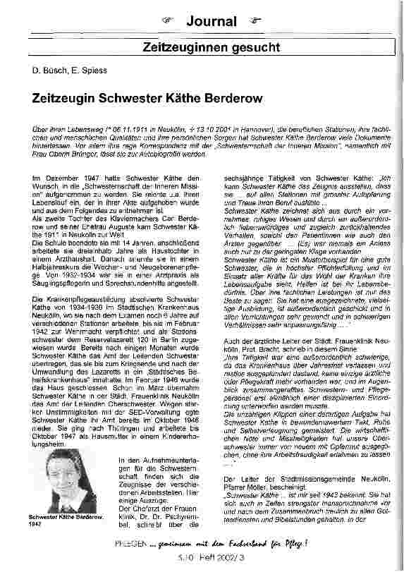 Vorschauseite 1: Zeitzeugin Schwester Käthe Berderow