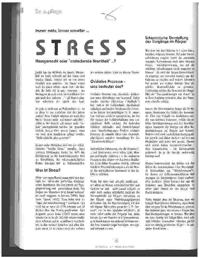 Vorschauseite 1: Stress Immer mehr, immer schneller ...