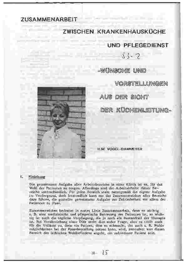 Vorschauseite 1: Zusammenarbeit zwischen Krankenhausküche und Pflegedienst Wünsche und Vorstellungen aus der Sicht der Küchenleitung