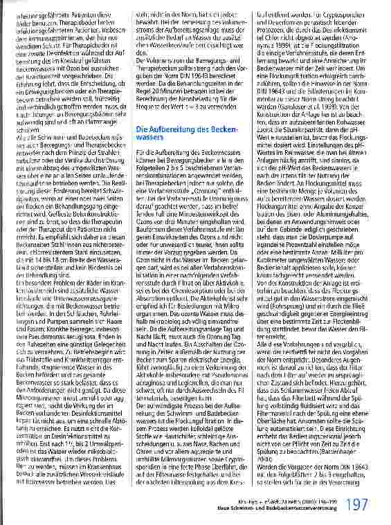 Vorschauseite 2: Neue Schwimmund Badebeckenwasserverordnung und Auswirkungen auf das Krankenhaus