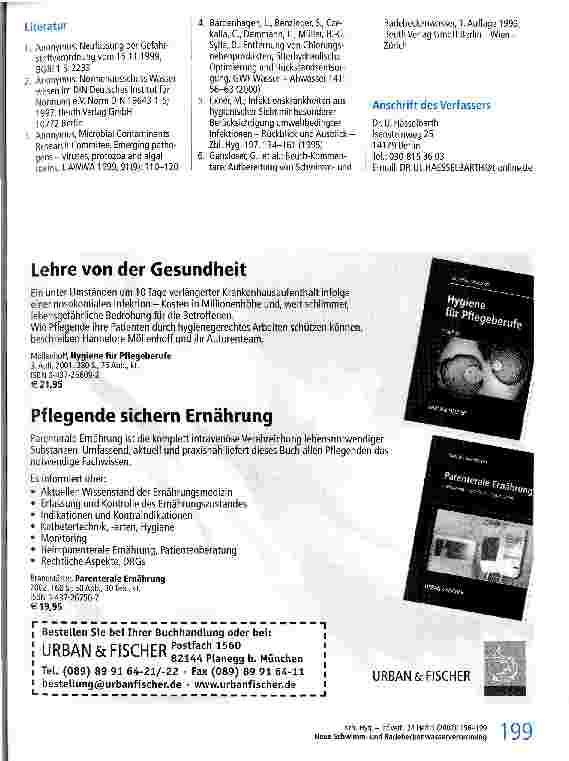 Vorschauseite 4: Neue Schwimmund Badebeckenwasserverordnung und Auswirkungen auf das Krankenhaus