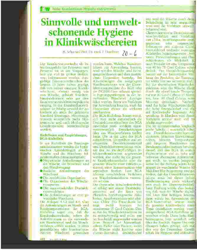 Vorschauseite 1: Sinnvolle und umweltschonende Hygiene in Klinikwäschereien