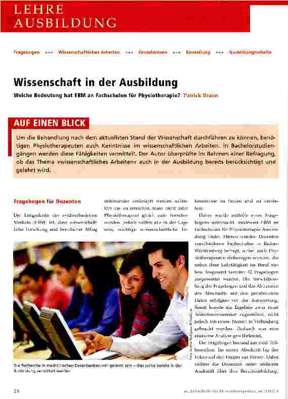 Vorschauseite 1: Wissenschaft in der Ausbildung