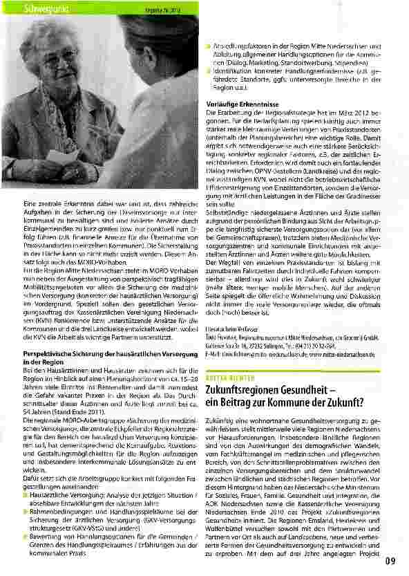 Vorschauseite 2: Modellvorhaben der Raumordnung (MORO) - Aktionsprogramm »Regionale Daseinsvorsorge« in der Region Mitte Niedersachsen