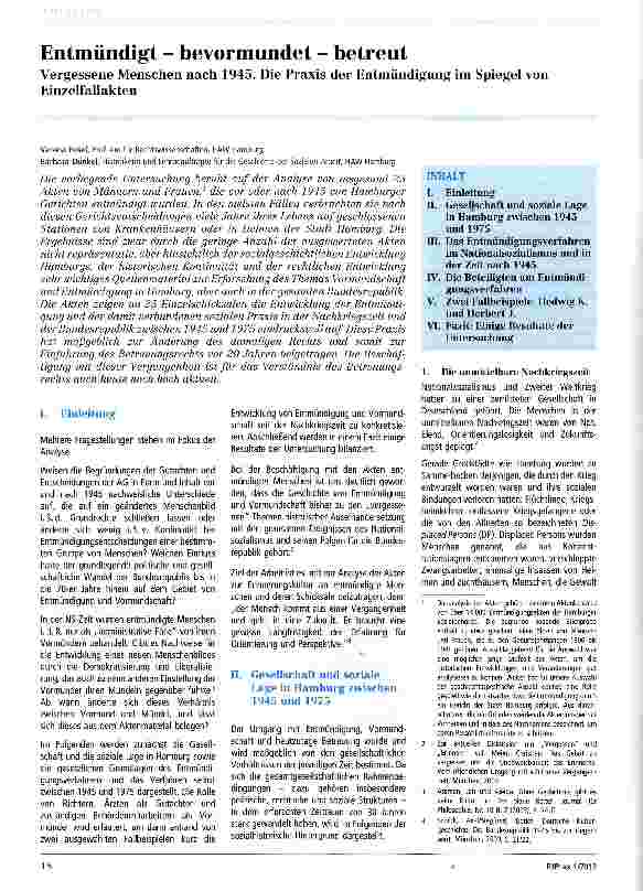 Vorschauseite 1: Entmündigt - bevormundet - betreut Vergessene Menschen nach 1945. Die Praxis der Entmündigung im Spiegel von Einzelfallakten