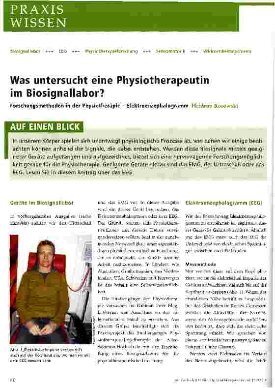 Vorschauseite 1: Was untersucht eine Physiotherapeutin im Biosignallabor?