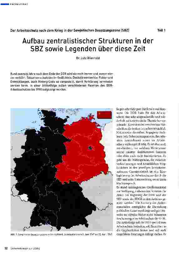 Vorschauseite 1: Aufbau zentralistischer Strukturen in der SBZ sowie Legenden über diese Zeit Teil 1