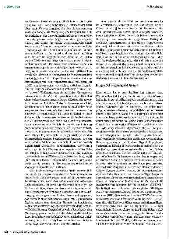 Vorschauseite 4: Fatigue bei Multipler Sklerose -gemeinsames Endstreckensyndrom einer Dysfunktion im Bereich des Nucleus tuberomamillaris?