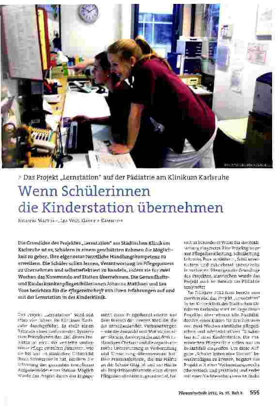 Vorschauseite 1: Wenn Schülerinnen die Kinderstation übernehmen