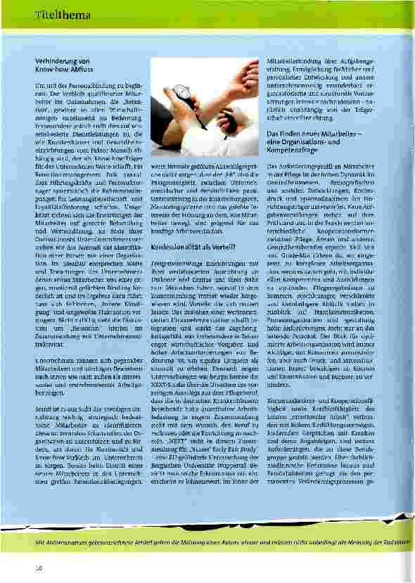Vorschauseite 3: Die Pflege in Zeiten knapper Personalressourcen