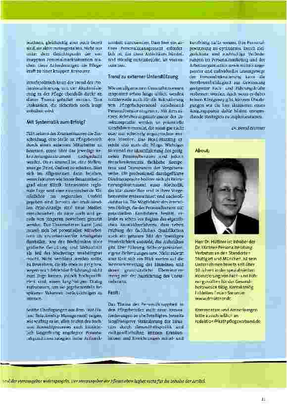 Vorschauseite 4: Die Pflege in Zeiten knapper Personalressourcen