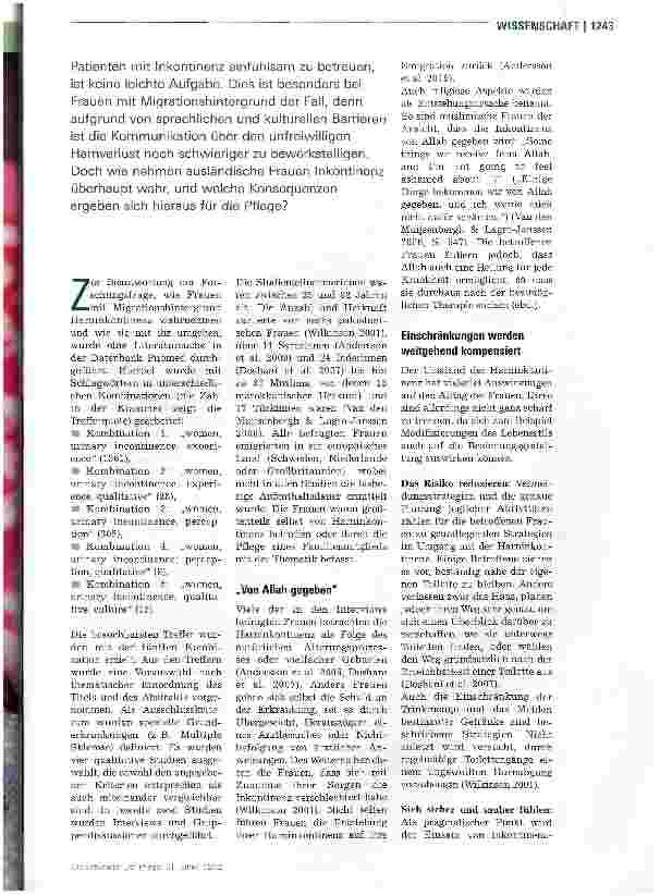 Vorschauseite 2: Wie Migrantinnen Inkontinenz erleben