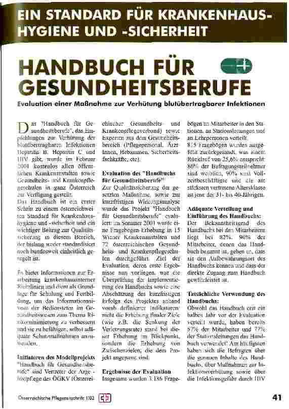 Vorschauseite 1: Handbuch für Gesudheitsberufe
