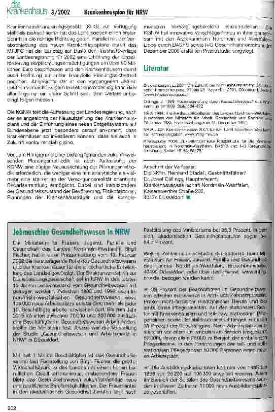 Vorschauseite 6: Der neue Krankenhausplan für Nordrhein-Westfalen