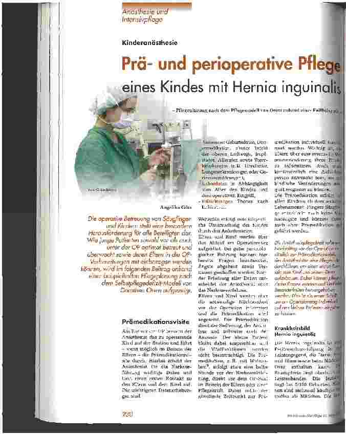 Vorschauseite 1: Präund perioperative Pflege eines Kindes mit Hernia inguinalis