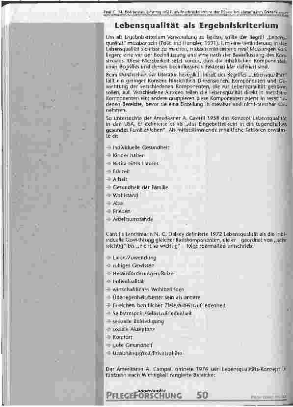 Vorschauseite 4: Lebensqualität als Ergebniskriterium der Pflege bei chronischen Erkrankungen Eine systematische Literaturstudie