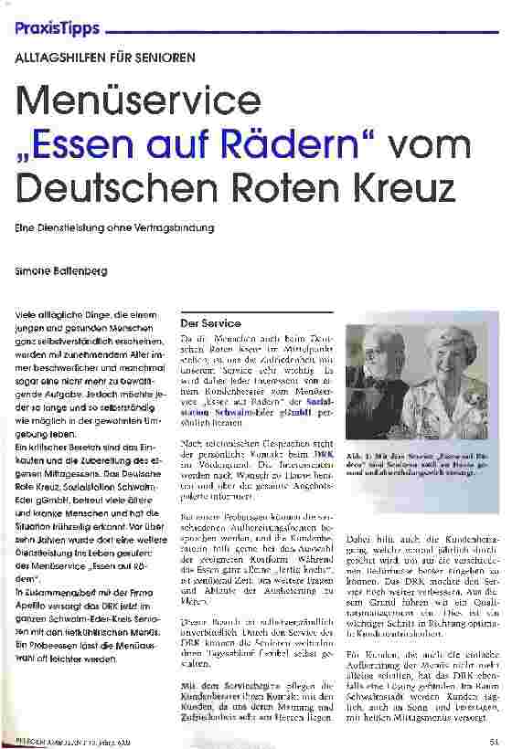 Vorschauseite 1: Menüservice Essen auf Rädern vom Deutschen Roten Kreuz Eine Dienstleistung ohne Vertragsbindung