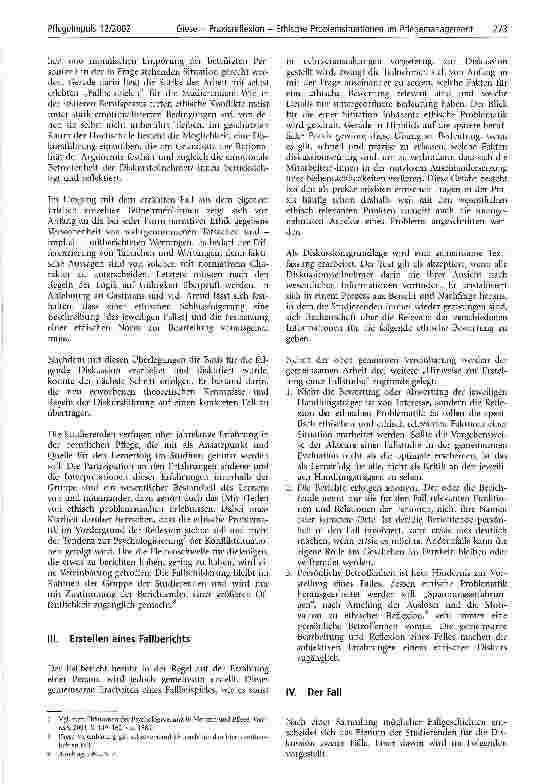 Vorschauseite 2: Praxisreflexion - Ethische Problemsituationen im Pflegemanagement Eine Falldiskussion der Studierenden im sechsten Semester Pflegemanagement der Katholischen Stiftungsfachhochschu…