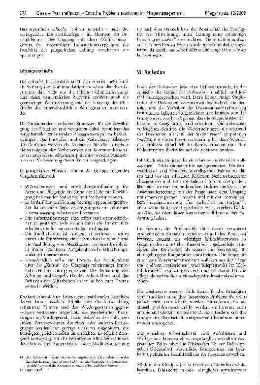Vorschauseite 5: Praxisreflexion - Ethische Problemsituationen im Pflegemanagement Eine Falldiskussion der Studierenden im sechsten Semester Pflegemanagement der Katholischen Stiftungsfachhochschu…