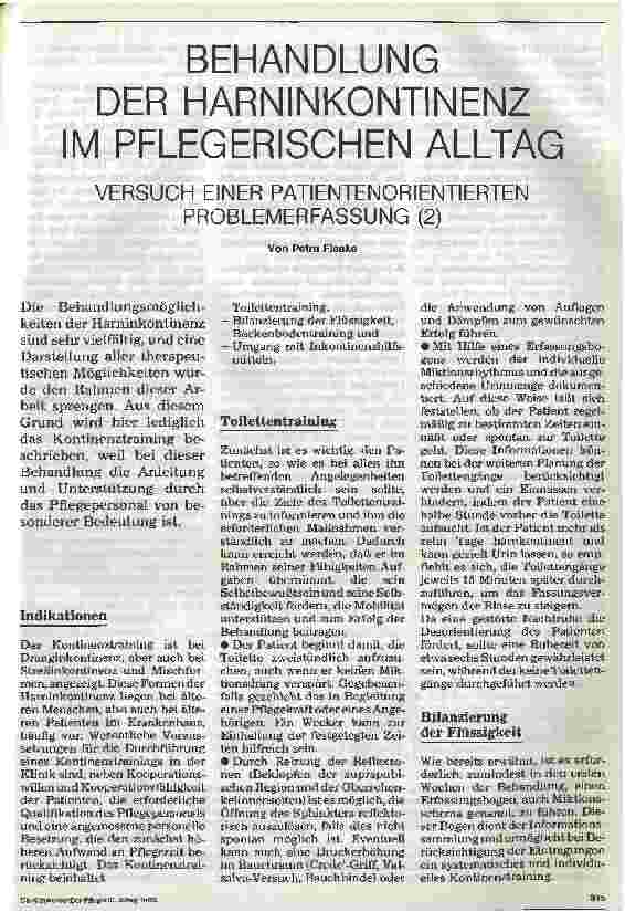 Vorschauseite 1: Behandlung der Harninkontinenz im pflegerischen Alltag Versuch einer patientenorientierten Problemerfassung (2)