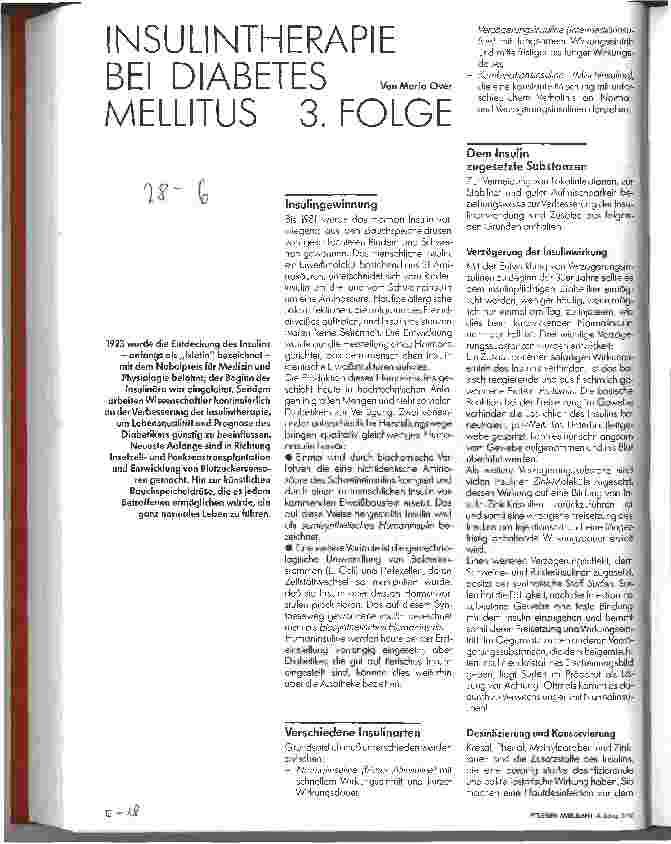 Vorschauseite 1: Insulintherapie bei Diabetes mellitus 3. Folge