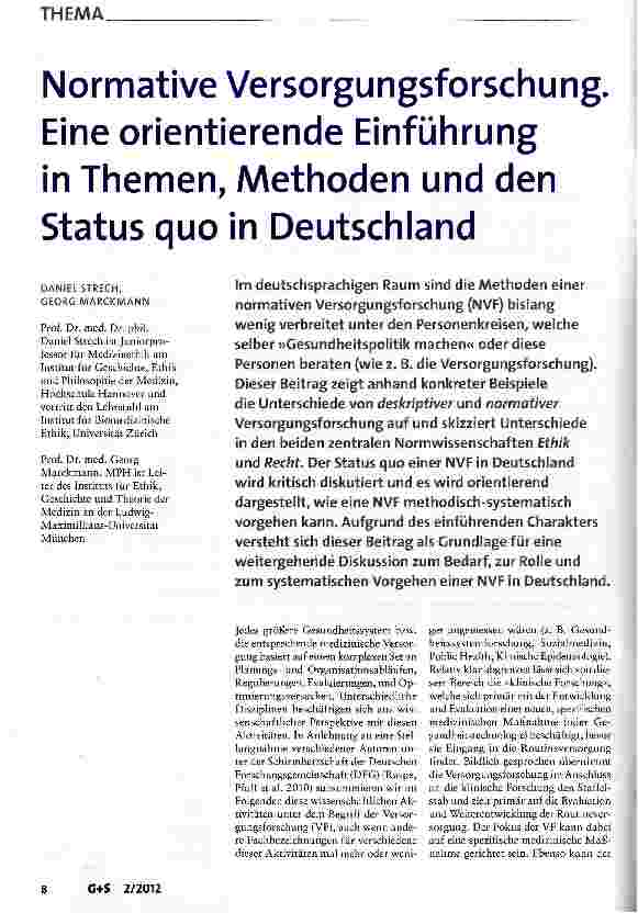 Vorschauseite 1: Normative Versorgungsforschung. Eine orientierende Einführung in Themen, Methoden und den Status quo in Deutschland