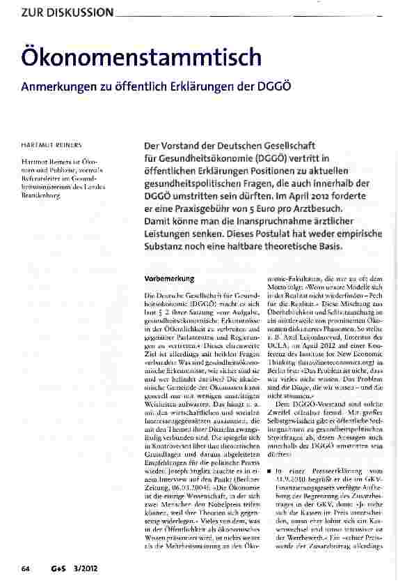 Vorschauseite 1: Ökonomenstammtisch