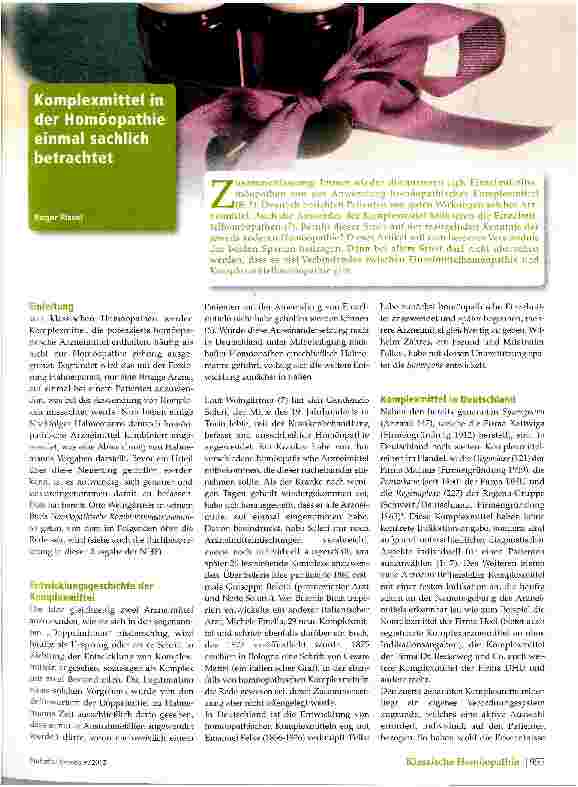 Vorschauseite 1: Komplexmittel in der Homöopathie einmal sachlich betrachtet