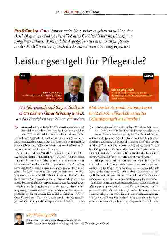 Vorschauseite 1: Leistungsentgelt für Pflegende?