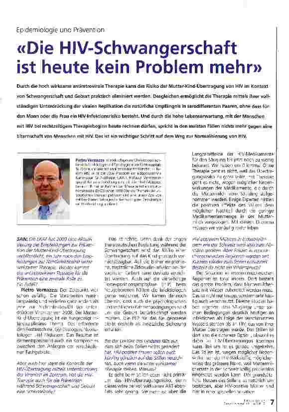 Vorschauseite 1: «Die HIV-Schwangerschaft ist heute kein Problem mehr»