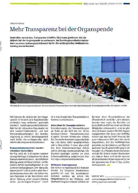 Vorschauseite 1: Mehr Transparenz bei der Organspende