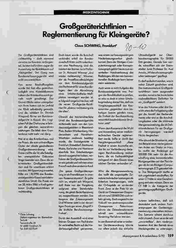 Vorschauseite 1: Großgeräterichtlinien - Reglementierung für Kleingeräte?