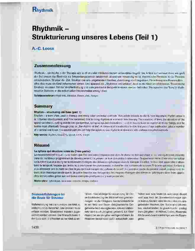 Vorschauseite 1: Rhythmik - Strukturierung unseres Lebens (Teil 1)