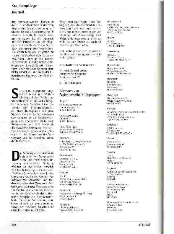 Vorschauseite 3: Die Versorgung der Stomapatienten in den neuen Bundesländern gestern und heute - neue Konzepte der Patientenversorgung