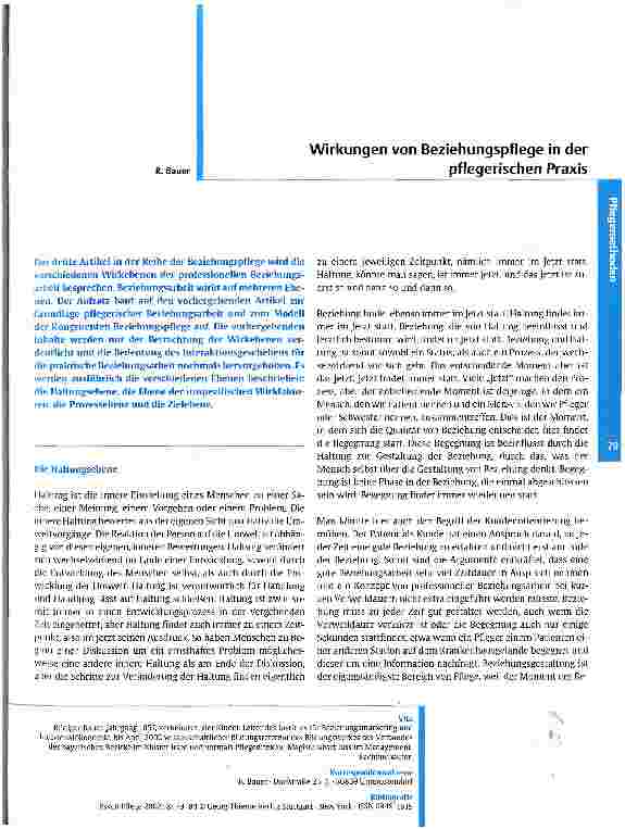 Vorschauseite 1: Wirkungen von Beziehungspflege in der pflegerischen Praxis