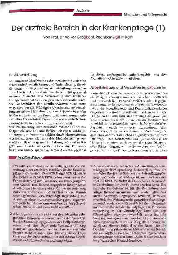 Vorschauseite 1: Der arztfreie Bereich in der Krankenpflege (1)