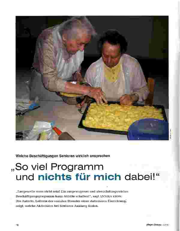 Vorschauseite 1: „So viel Programm und nichts für mich dabei!