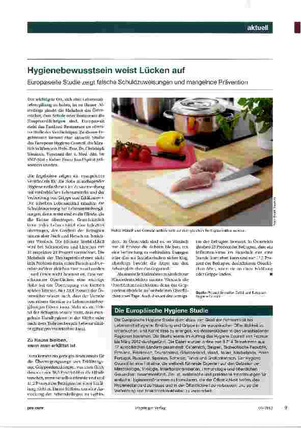 Vorschauseite 1: Hygienebewusstsein weist Lücken auf