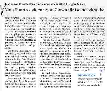 Vorschauseite 1: Vom Sportredakteur zum Clown für Demenzkranke