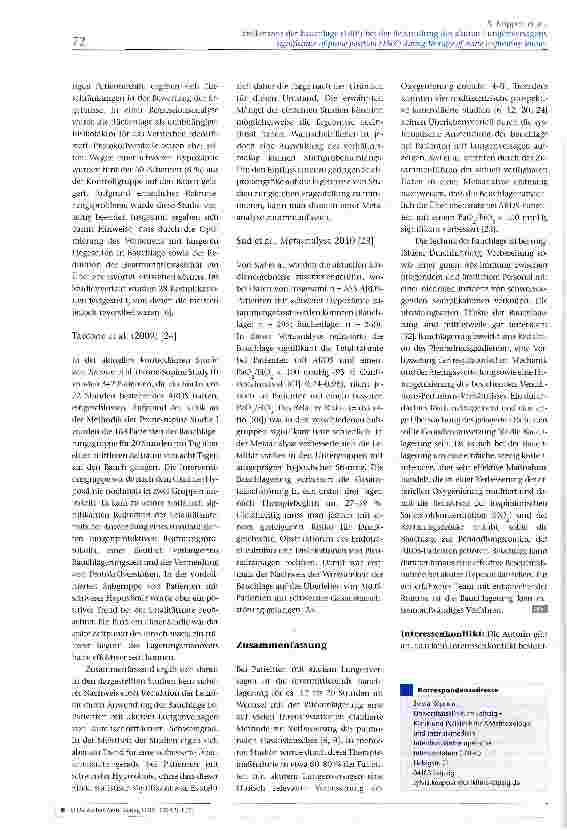 Vorschauseite 5: Stellenwert der Bauchlage (180°) bei der Behandlung des akuten Lungenversagens