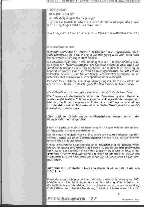 Vorschauseite 3: Risikofaktoren bei der Implementierung DV-gestützter Pflegeinformationssysteme
