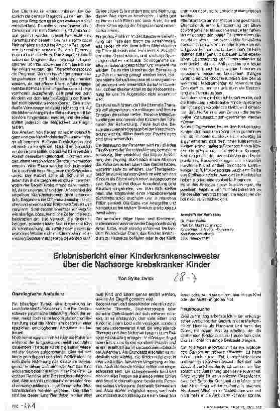 Vorschauseite 4: Chancen und Probleme kindlicher maligner Erkrankungen Aus der Kinderklinik der Medizinischen Hochschule Hannover