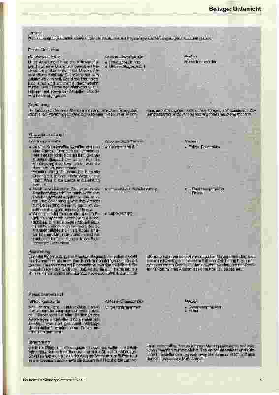 Vorschauseite 4: Atmung - Konzeption einer Unterrichtseinheit