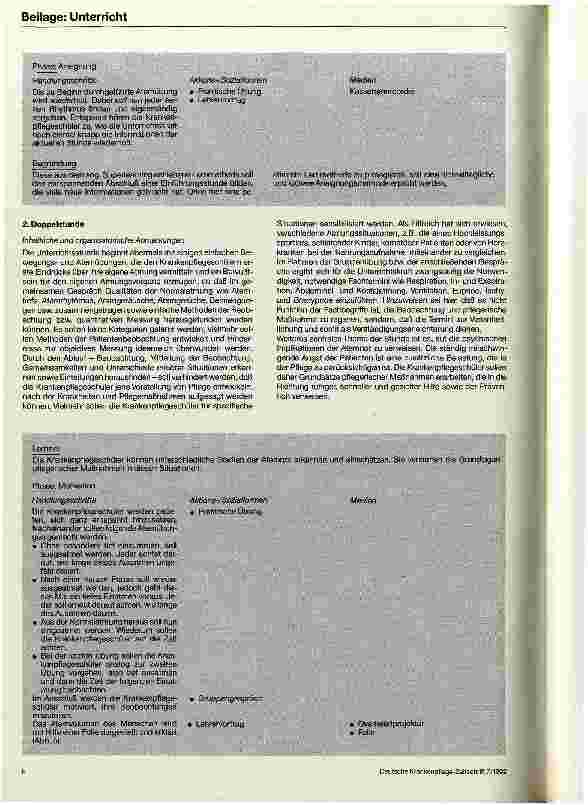 Vorschauseite 5: Atmung - Konzeption einer Unterrichtseinheit